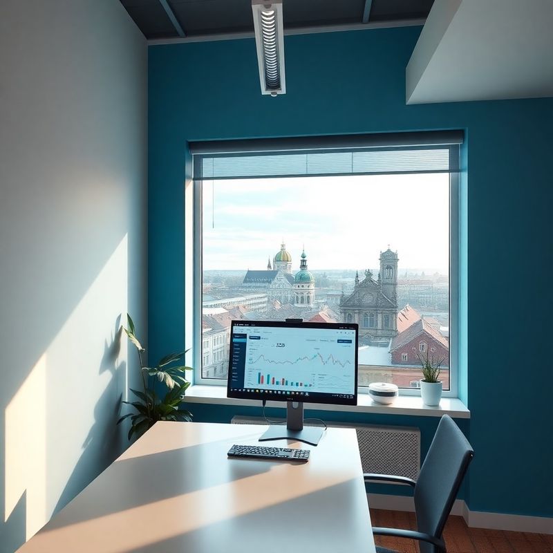Kancelária Dielňa Baláž v Trnave s monitorom zobrazujúcim obchodný dashboard